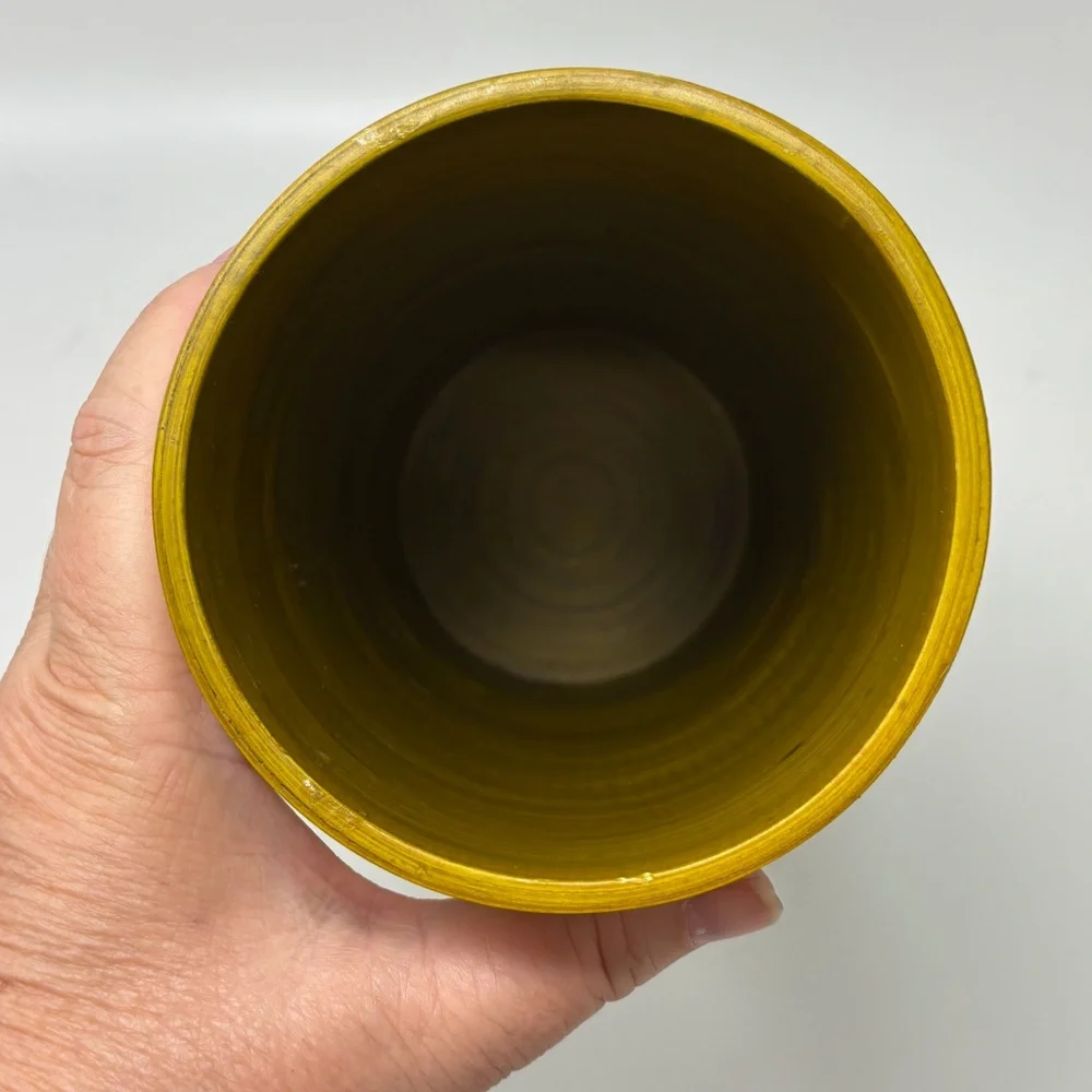 Shira Leah Large Cyliner Vase Bamboo Mustard Yellow Dried Silk Flowers Vietnam